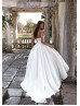 Strapless White Beaded Lace Satin Classic Wedding Dress